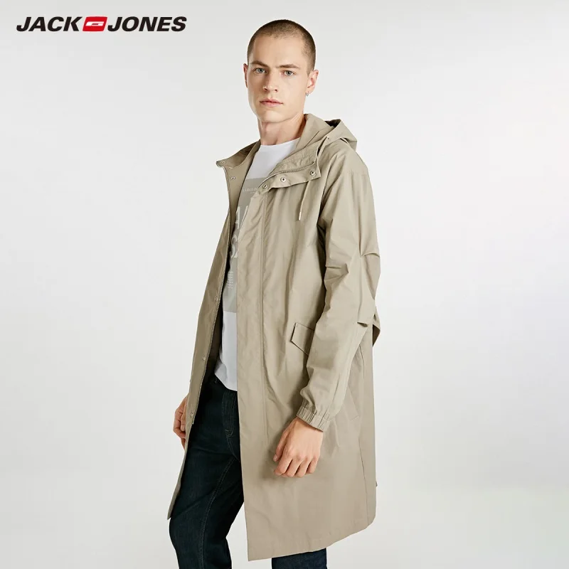 JackJones Мужской плащ с капюшоном ветровка длинная куртка 218321531 - Цвет: MOUNTAIN ROCK