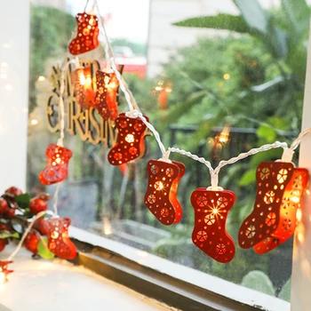 

Christmas Red Socks LED String Lights 1.5M 10LEDs/3M 20LEDs Battery Powered Fairy Light New Year Holiday Home Garland Decor