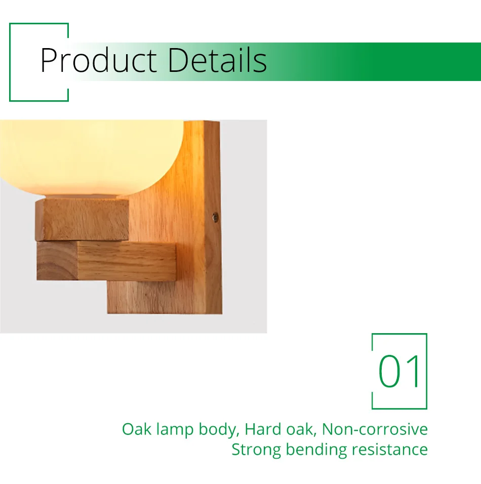 E27 Bulb LED Wall Lamps Sconce Home Hotel Bed room living Corridor Gallery Lighting Modern Nordic Wood Glass Decorative Light (11)