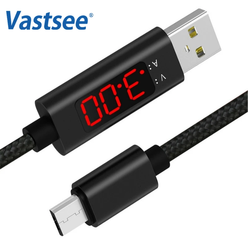 QC 3 0 Быстрая зарядка напряжение и ток дисплей нейлоновый Плетеный USB C кабель для