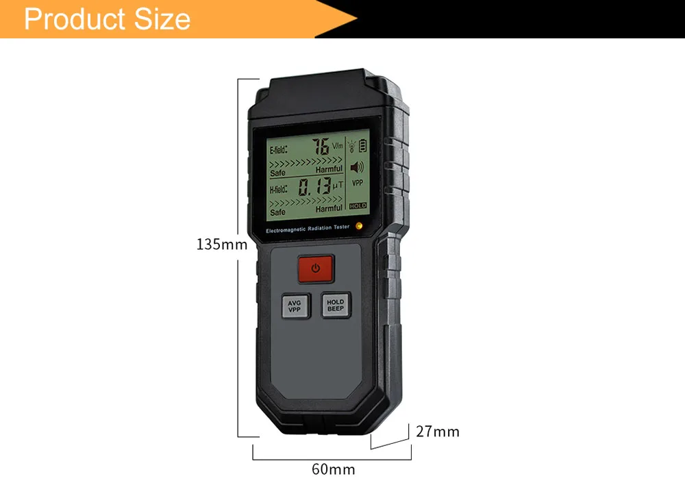 Electromagnetic Radiation Detector Field Shielding Protection EMF Tester Digital Radiation Meter Measurement for Computer Phone Sadoun.com