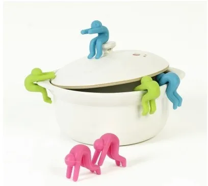 

Cute colorful villain kitchen accessories prevent overflowing soup pot cozinha cooking pot silicone spoon chopstick rest clip