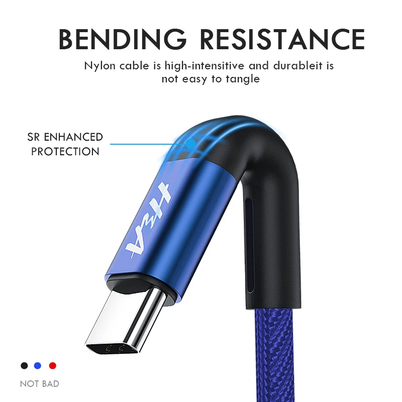 H & A USB نوع C كابل لسامسونج غالاكسي S10 S9 S8 زائد شياو mi mi 9 سريع شحن USB-C شاحن الهاتف المحمول USBC نوع-C كابل