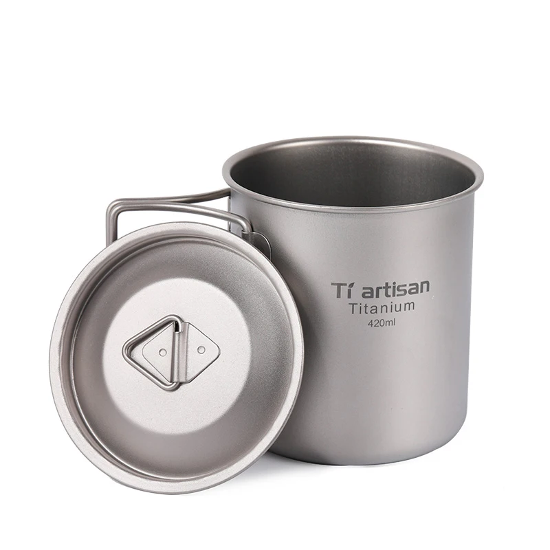 Xícara de Café ao ar Portátil de Viagem Xícara de Água Caneca da Bebida para Camping ml de Titânio Livre Dobrado Punho Cooking Picnic Tiartisan Ta8306 420 7 Cheap Louça para ar livre