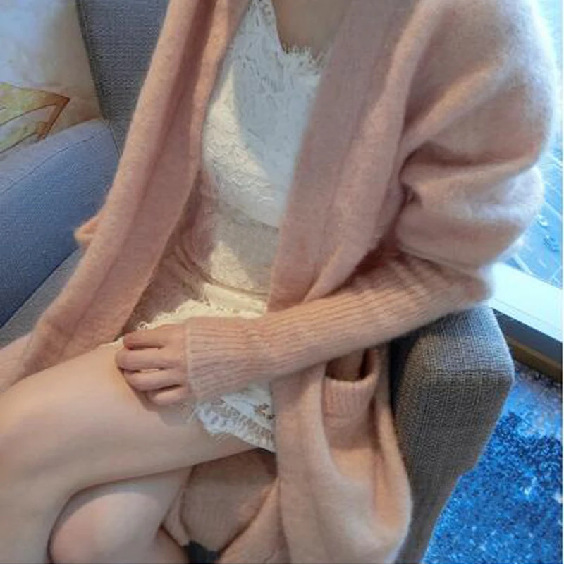 

Women 100% Natural Real Mink Cashmere Long Cardigans New Soft Factory Customize Plus size and 30 Colors Cashmere Sweater sr512