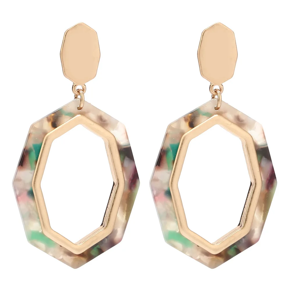 

Acrylic Octagon Earrings Women's Cellulose Acetate Earrings Girls' Geometric Resin Dangle Earrings