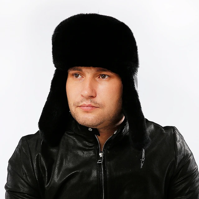 Buy Real Fur Bomber Hats For Men Thicken Trapper's