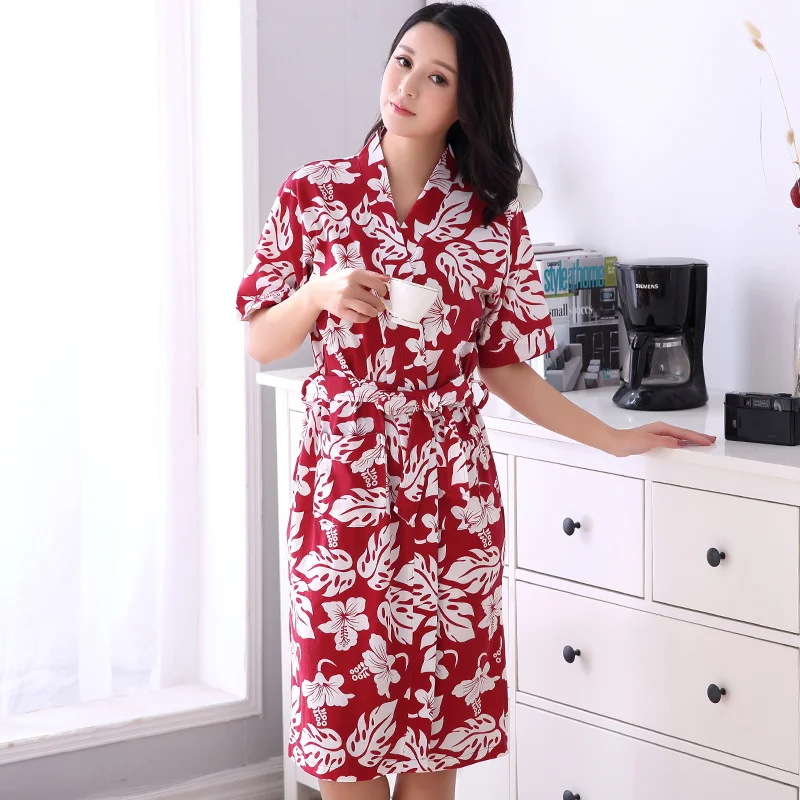 Japanese Kimono Robes For Women Cotton Bathrobe Long Robes For