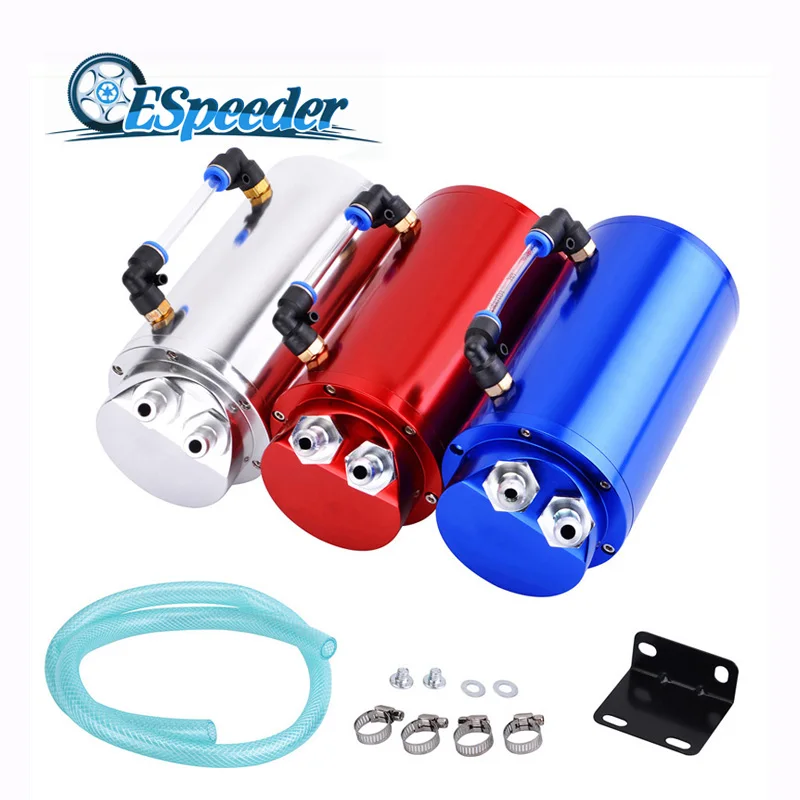 

SPEEDWOW Universal Aluminum Alloy Reservoir Racing Oil Fuel Catch Tank Can Fuel Silver Round Original Package