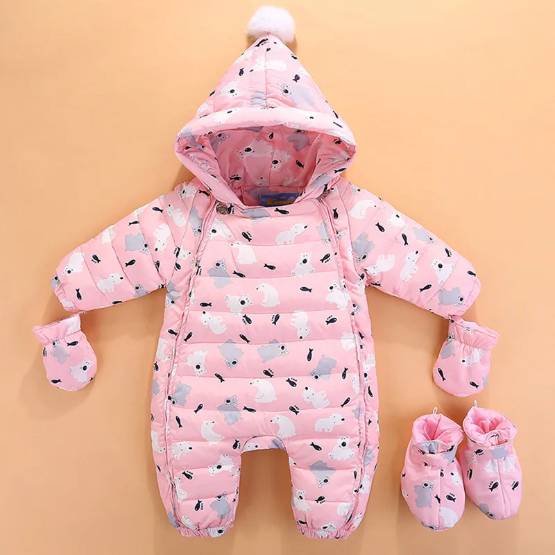 

newborn baby winter warm rompers toddler cotton hooded jumpsuit overalls toddle cartoon christmas costume infant winter clothes