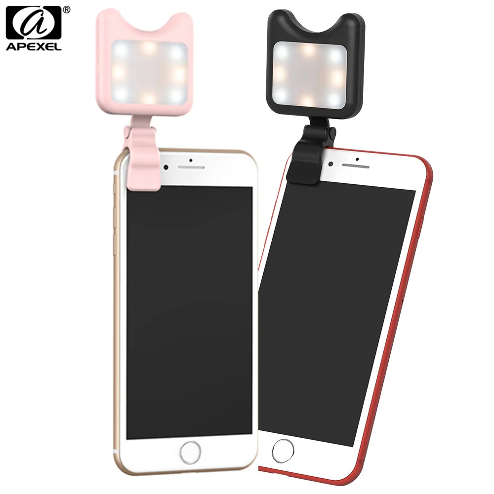 

APEXEL Rechargeable USB Charge with battery Selfie Portable LED Ring Fill Light Camera for iPhone Android Phone APL-FL01