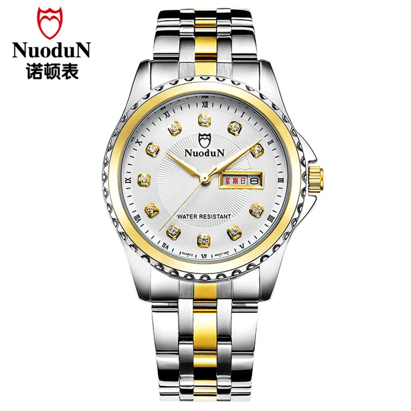 Nuodun Men Quartz Watches Montre Homme Fashion Men Wrist Watches For Man Stainless Steel Waterproof Casual