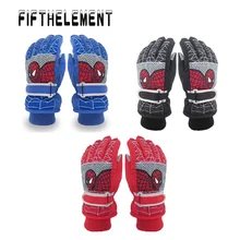 Детские перчатки для катания на лыжах; водонепроницаемые детские лыжные перчатки; зимние теплые спортивные перчатки для сноуборда с рисунком паука из мультфильма