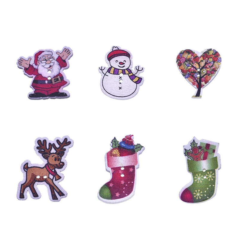 50Pcs Multi Color 2 Holes Wooden Buttons Sewing Button Flatback