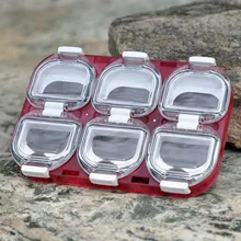 6 отсеков магнит мини водонепроницаемый рыболовные снасти Коробка для рыболовных крючков красные рыболовные приманки ABS чехол для хранения