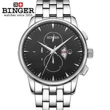 Швейцарские мужские часы люксовый бренд наручные часы Бингер Кварцевые полностью нержавеющие мужские часы сталь суперокеанский хронограф BG-0404-2