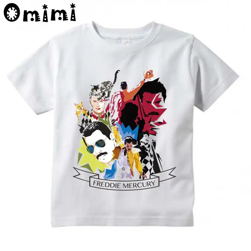 Camiseta de manga corta para niños/niñas Queen Freddie Mercury, camiseta blanca de banda de Rock para niños| | - AliExpress