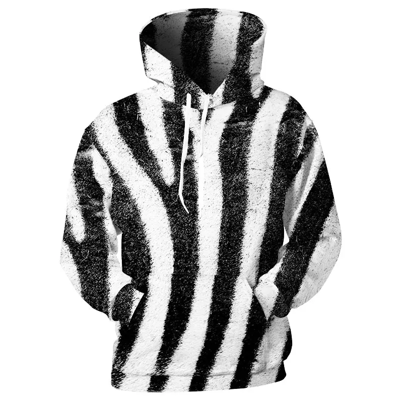 

Cloudstyle 2018 New Design Men's Hoodies 3D Print Zebra Sweatshirts Black&White Stripe Coat Pullovers Women Male Hooded Thin Top