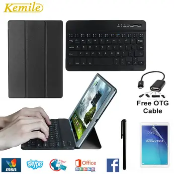

Kemile Slim Magnetic Folding Flip PU Case for Samsung Galaxy Tab A 10.1 2016 T580 T585N Cover With Wireless Bluetooth Keyboard