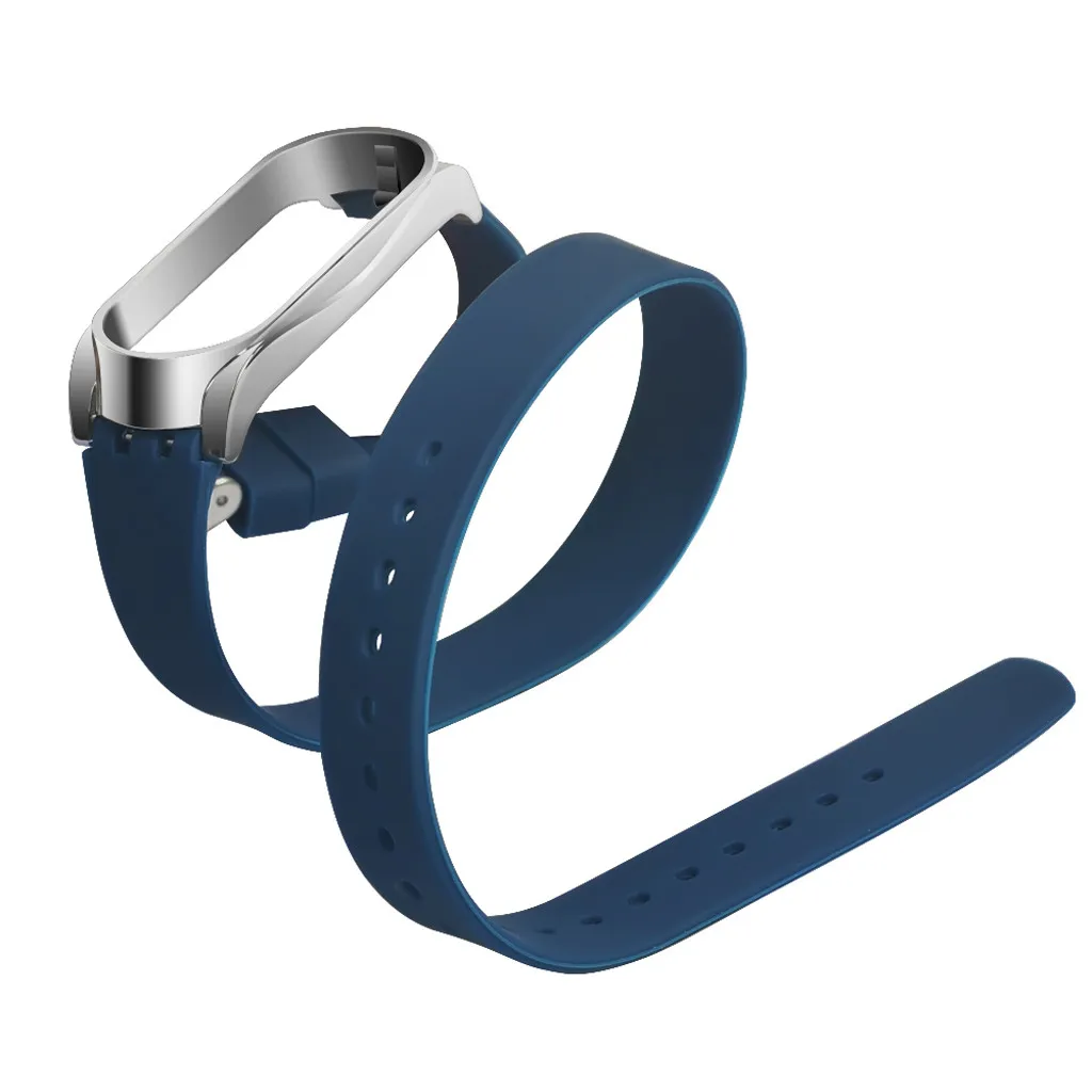 Смарт-часы спортивный мягкий силиконовый браслет Прочный ремешок с циферблатом защитный чехол Аксессуары для часов для Xiaomi Mi группа 4 - Цвет: Blue