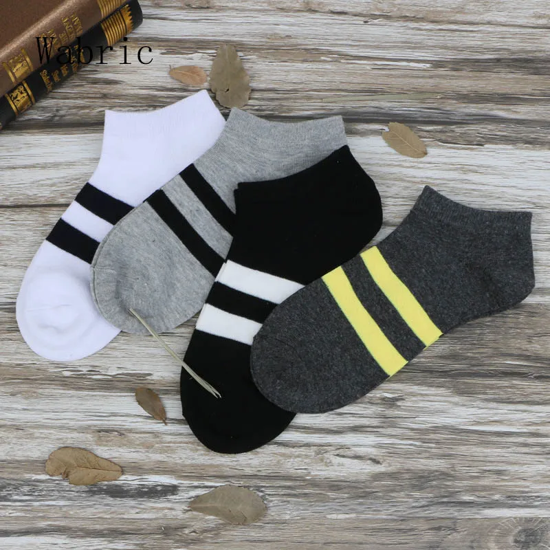 

Wabric Socks Summer Thin Black and White Gray Simple Stripes Men's Socks XS-M-20 10 Pairs