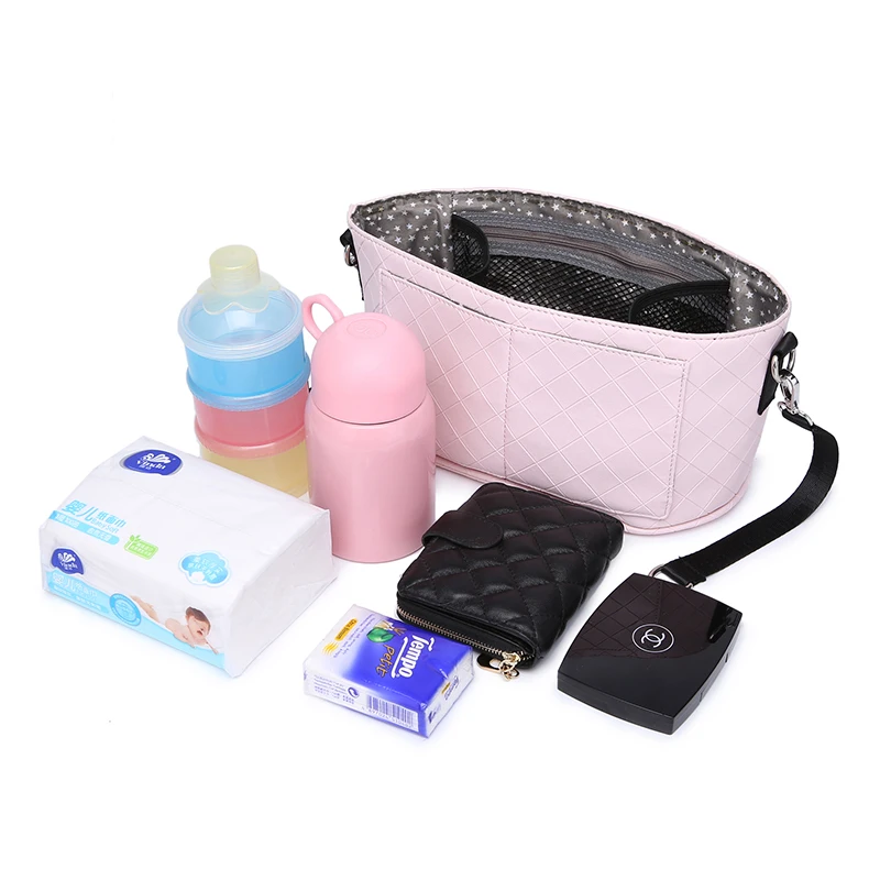 Goede Mode Moeder Wandelwagen Zak Roze Streep Vrouwen Luiertas Draagbare Herbruikbare Natte Zak Reizen Nat Droog Zakken Mini Maat 23*14cm