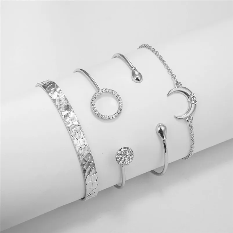 new Simple design 4PCS Stylish Multiple Layers Elegant Female Pendant Ladies Jewelry Alloy Bracelet Valentine's Day gift F14 (1)
