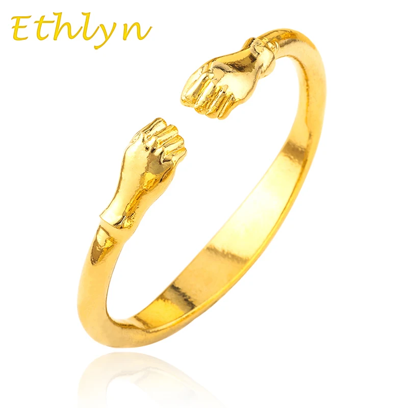 

Ethlyn Fist bangles for men jewelry Gold Color Opening embossing gold dubai/Ethiopian/Brazil/bracelets&bangles for men B36