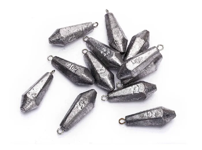 40g Top quality 15pcs Hexagon fishing lead sinkers seawater lead lure
