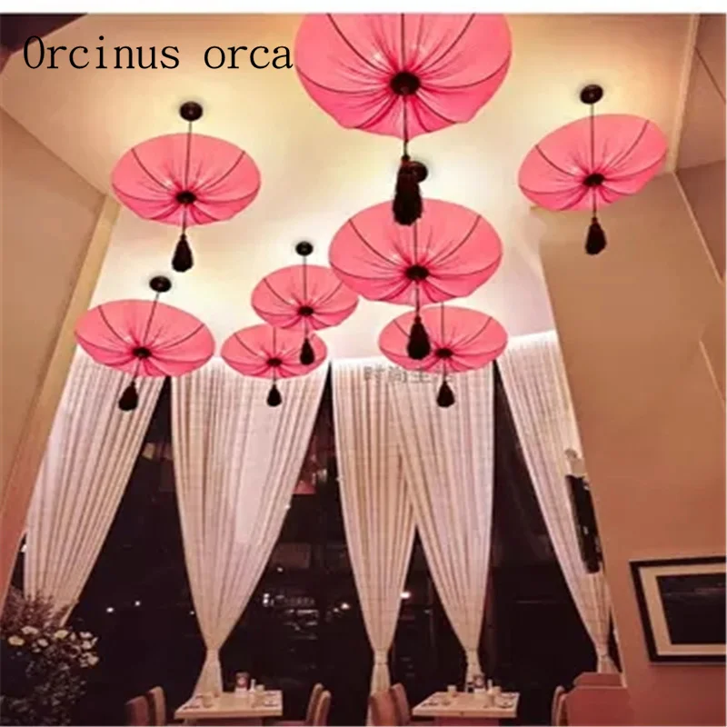 

Southeast Asia cloth art lotus lamp Chinese art pendant lamp living room restaurant coffee shop lamp Postage free