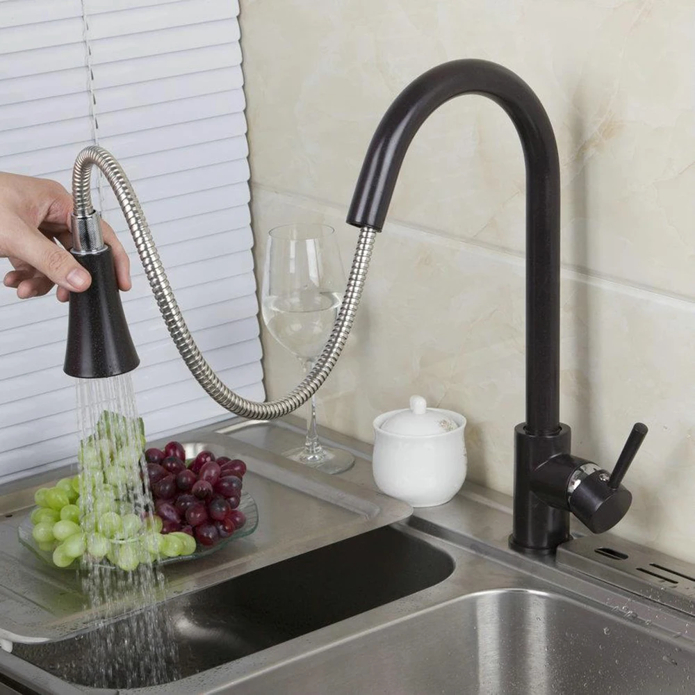 Contemporary Special Design Kitchen Faucet Oil Rubber Bronze Ceramic Deck Mounted Single Handle Hot Cold Water