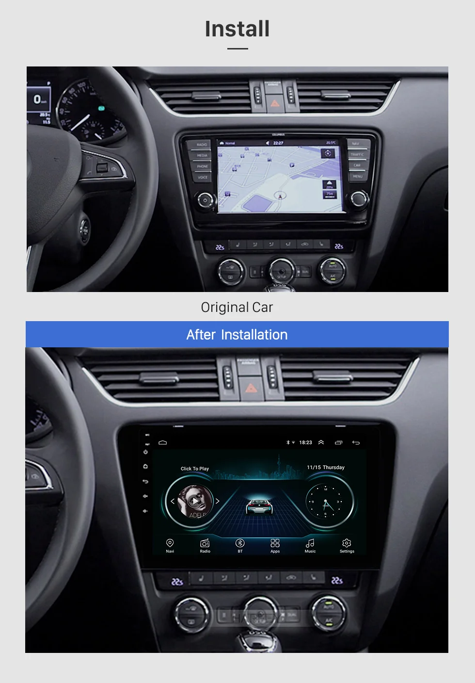 Flash Deal Harfey Car Multimedia Palyer For 2015 2016 2017 SKODA Octavia (UV) 10.1 Inch 2din Android 8.1 HD 1024*600 Touchscreen Car Radio 2