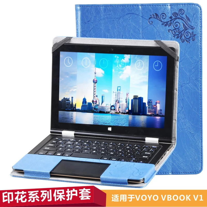 

Floral Printed Flip Stand PU Leather Cover Case For Voyo VBook V1 10.1 inch Tablet (can put keyboard) Notebook shell Bag+Gift
