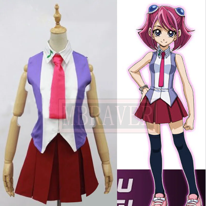 Yu-Gi-Oh! Yu Gi Oh Arc-V Yuzu Hiragi Cosplay Costume Scuola Uniforme Gonna