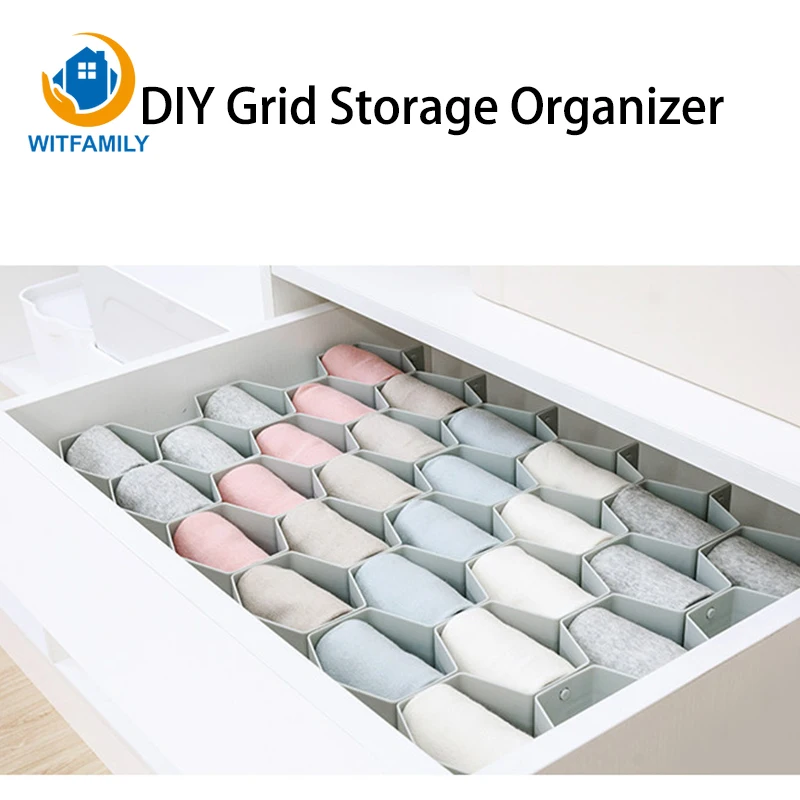 

Home Storage Organizer DIY Grid Drawer Divider Home Storage Organizer Cell Sorting Panties SocksSpace-saving Tools