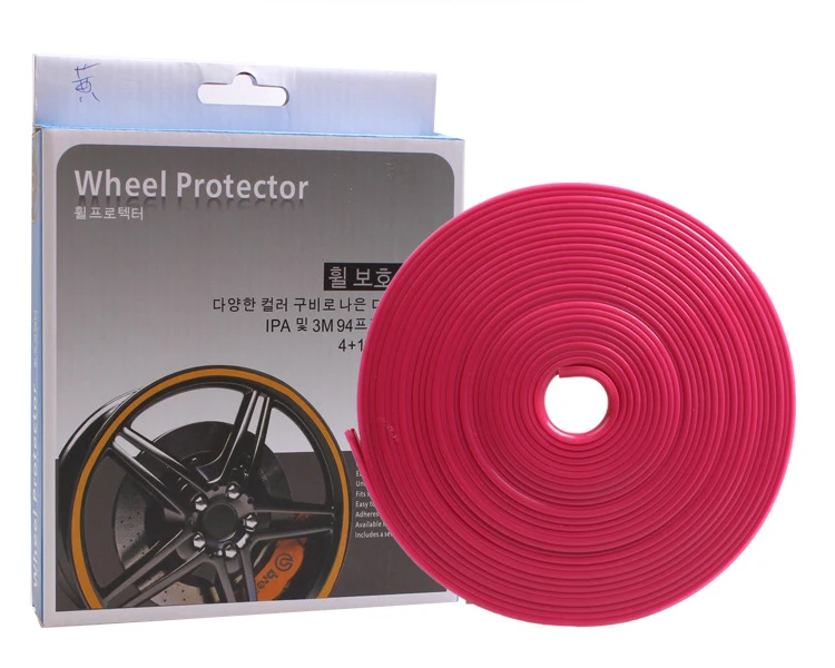 Автомобильные цветные колесные диски, декоративные полосы, линия для защиты шин, резиновая формовочная отделка 8 м/рулон, розовый, синий, зеленый, красный, фиолетовый