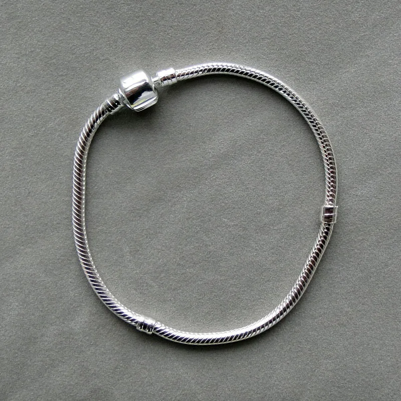 clearance sale 925 sterling silver snake chain bracelet with fastener in medium size 20 cm long Fits pandora Charm | Украшения и