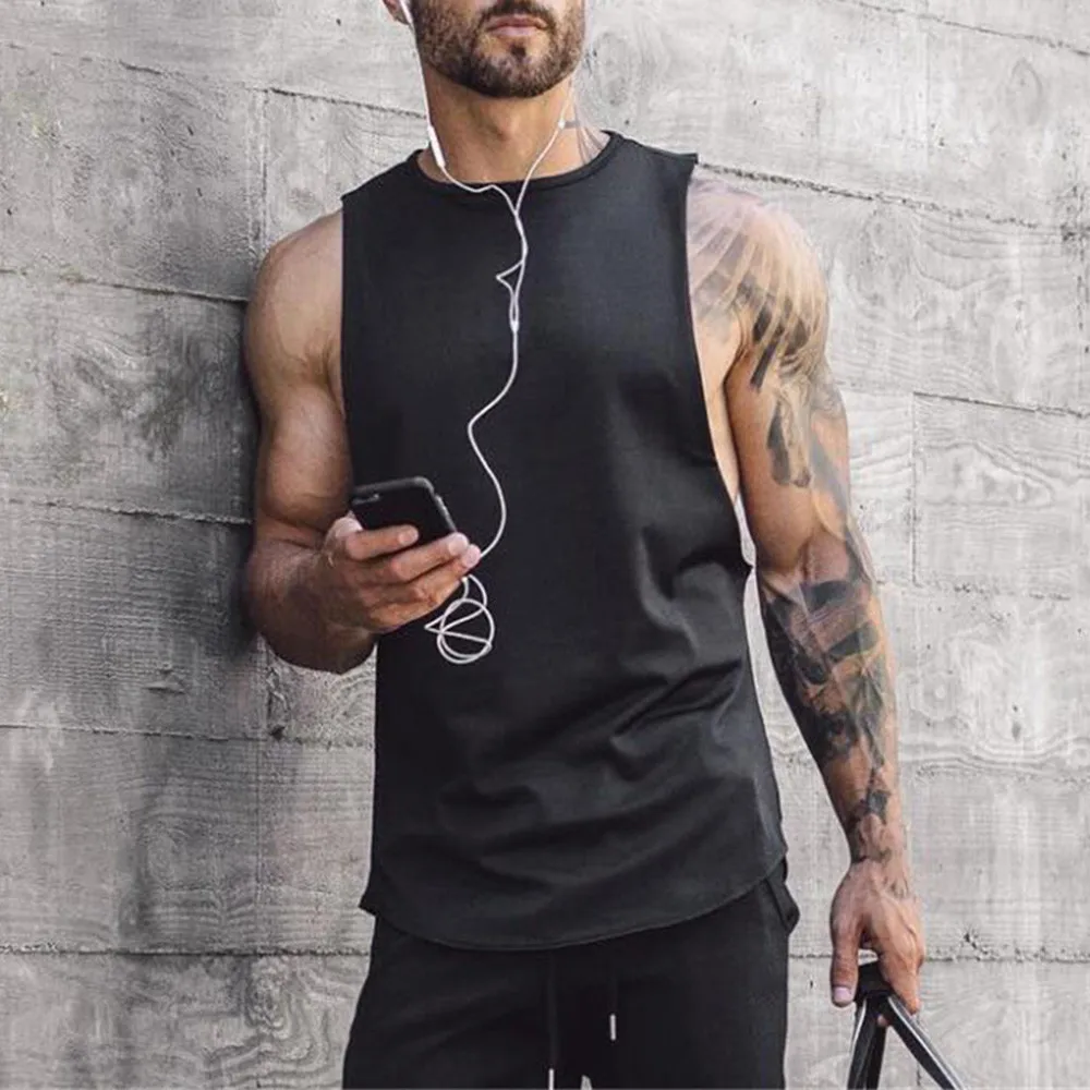

Gym Tank Top Men Summer 2019 Sleeveless Casual Slim Fit Men Bodybuilding Black Men Tops fitness clothing camiseta tirantes hombr