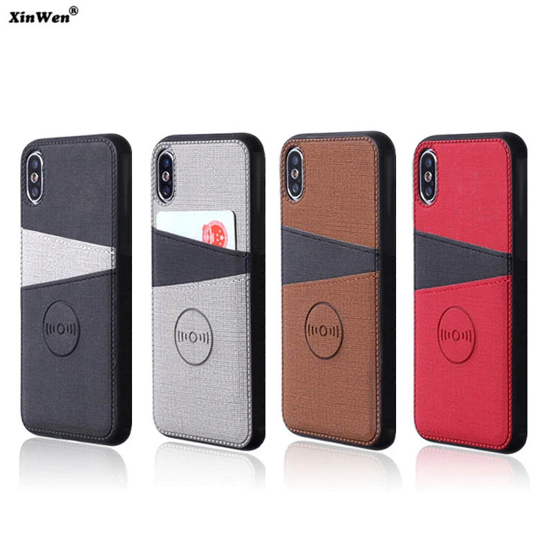 

Xinwen for iphone x s luxury Car Holder fabric cloth card wallet coque,cover,case for apple iphone x xr xs max silicone silicon