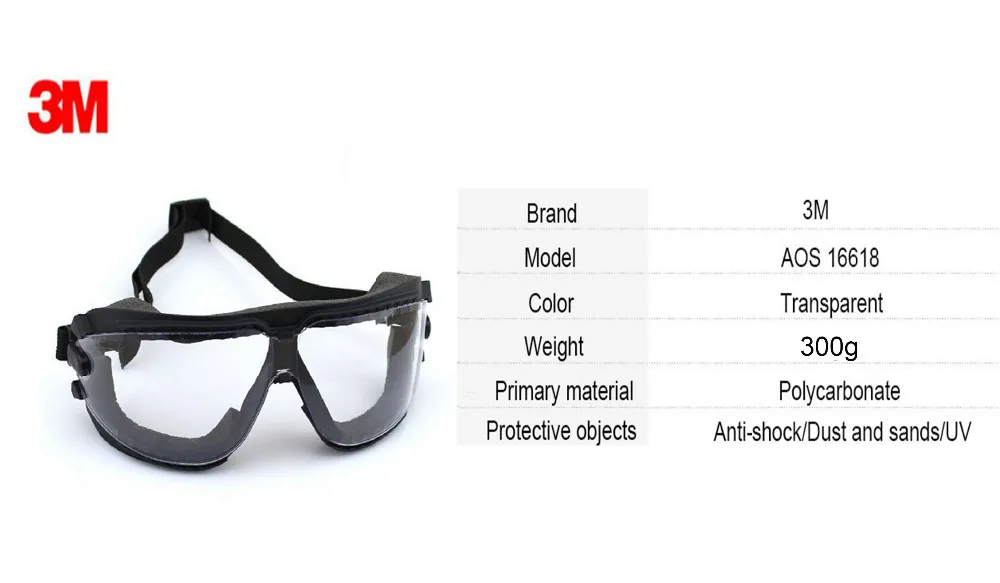 transparentes Gafas de seguridad antivaho a prueba de polvo y viento 3M 11394