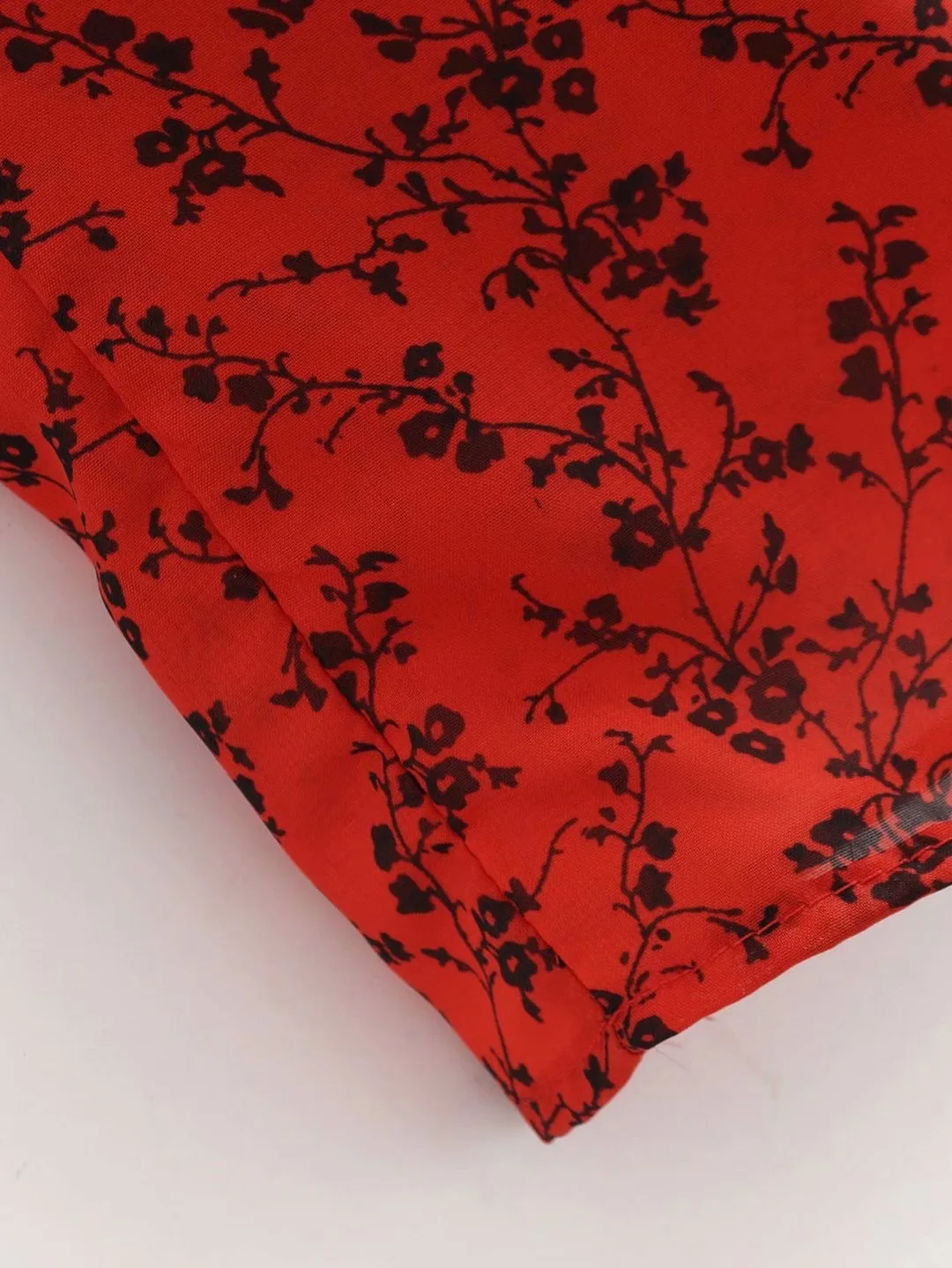 VOGUEIN Новое Женское летнее шифоновое красное платье миди с круглым вырезом и цветочным принтом с коротким рукавом
