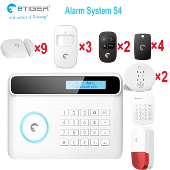 

Quad band 850/900/1800/1900mhz sim card gsm alarm system for home etiger S4 433mhz RFID reading disarm function