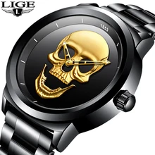 Relogio Masculino LIGE Mens Watches New Skull Watch Men s Military Sports Watch Men Waterproof Stainless