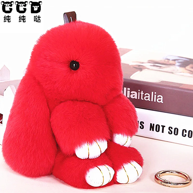 New 14cm Rabbit Bunny Keychain 2017 Rabbit Fur Fashion fur pom keychain Rabbit Toy font b