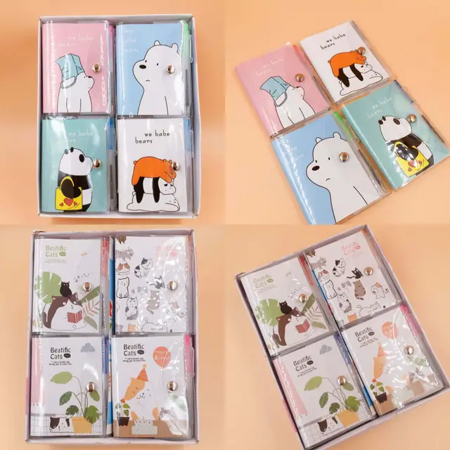 1 Set 8cm*11cm Cute Bear Cat Notebook with Ballpoint Pen Notepad Button Diary Bo&hellip;