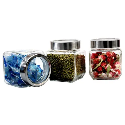 

Houmaid kitchen accessories storage transparent glass jars grain/milk powder/honey/candy/tea leaf seal bottles set