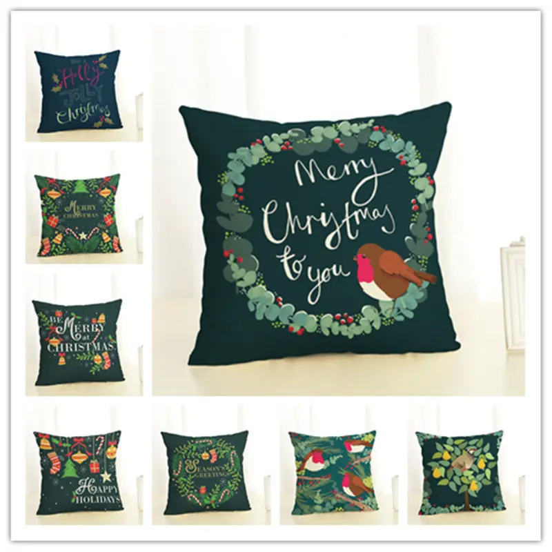

2020 New Year Christmas Decorations For Home Christmas Ornaments Navidad Natal Frozen Decorative Christmas text Cushion Cover