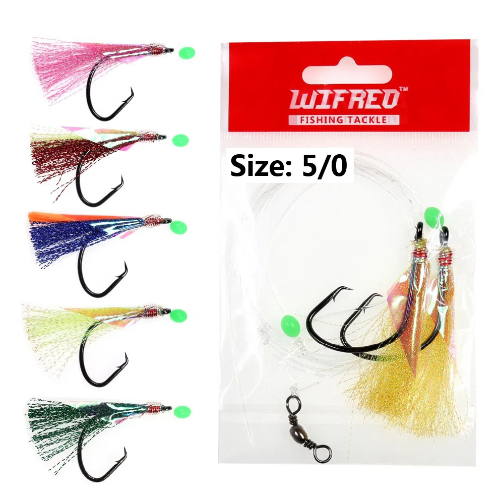 

10Packs 5/0 Twin Hooks Flasher Rig Sabiki Snapper Snatcher flasher rigs for kingfish, salmon, tailor, flathead Pink Green Black