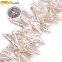Gem-внутри натуральный Топ Drilled белая птица стопы Форма палкой точки Бива пресноводным культивированным жемчугом бусы fo ювелирных изделий DIY 15''