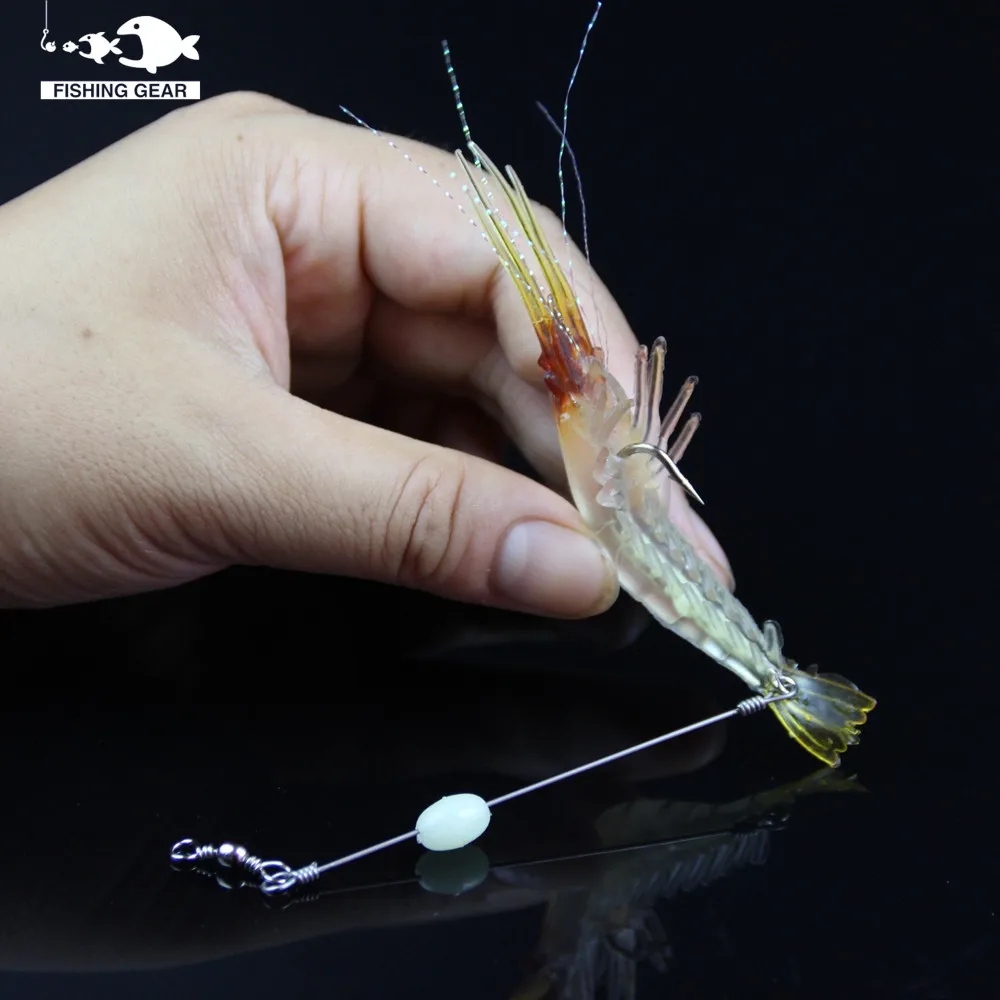 8pcslot 3.9 Inch 6g soft lures isca artifical shrimp lures Soft plastic Silicone Simulation Prawn Shrimp Fishing Lure shap bait  (2)